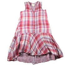 Anthropologie Maeve Pippa Plaid Swing Dress Lagenlook Coastal Pink Small L165