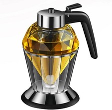 Honey Dispenser, 200ml Diamond Glass Syrup Di...