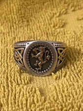 Keith Jack 925/10K Scottish Lion Rampant Ring with Celtic Knot Size 12.5/15g