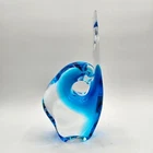 Vintage Murano Art Glass Bird Figurine Cobalt Blue Clear Italy Sculpture