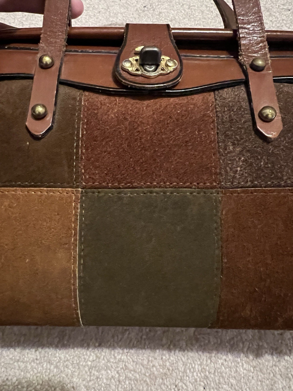 Burlington Patchwork Suede Leather Frame Handbag … - image 5