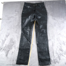 Vintage ECHT Leder Womens Biker Leather Pants Black Size 42 Fit 29x33.25 