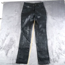 Vintage ECHT Leder Womens Biker Leather Pants Black Size 42 (Fit 29x33.25)