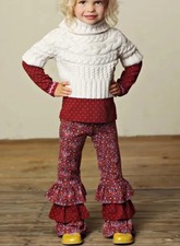 Matilda Jane Girls Friends Forever Red Floral Ruffle Eliza Bennys Youth Size 14