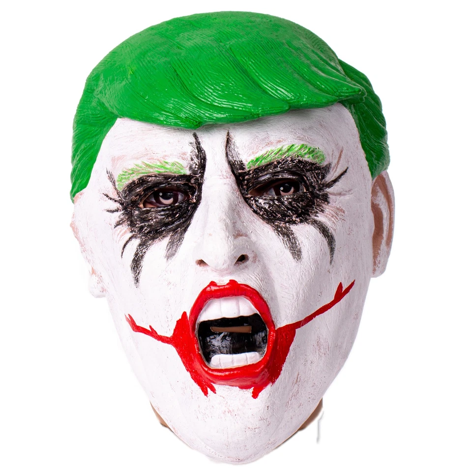 Humorous Political Joker President Trump Over Head Mask, White Green, One Size - Image 2 of 4