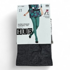 Hue Super Opaque Control Top Tights Size 1 Graphite Heather New