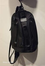Men's Black Sling Backpack Crossbody Chest Bag, Zip, Adjustable Strap, Bottle