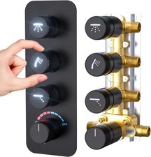 Enga Glowing Icon 3-Way Shower Diverter Valve - Brass Triple Function Mixer