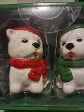 Christmas West Highland Terrier "Westie" Salt And Pepper Shakers-NEW-Super Cute