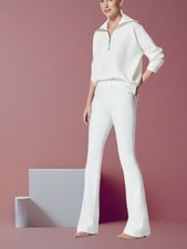 Spanx SZ M White Pull On Slim High Rise Flare Stretch Jeans Hippie Retro