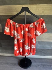 Sienna Sky NWOT sz M vibrant tropical floral print cropped top 1/2 cotton linen