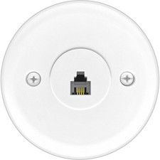 NECABLES Phone Jack Cover Plate Round Telephone Wall 4 Screw White