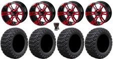 LSI Raptor 12" Golf Wheels Black/Red 23" X-Trail Tires Yamaha