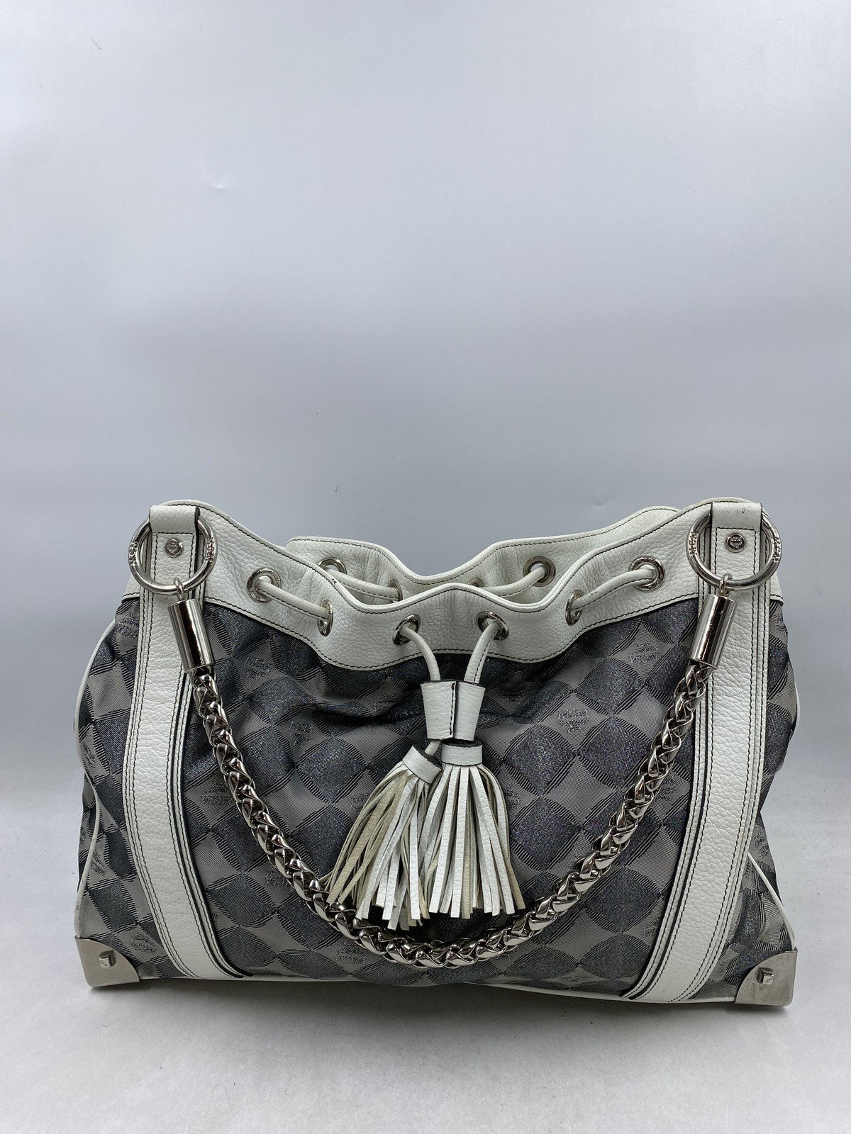 MCM Monogram Chain Link Drawstring Shoulder Bag - image 1