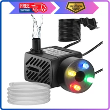 Mini Submersible Fountain Water Pump With LED Light 50GPH 3W Small Ultra Quie