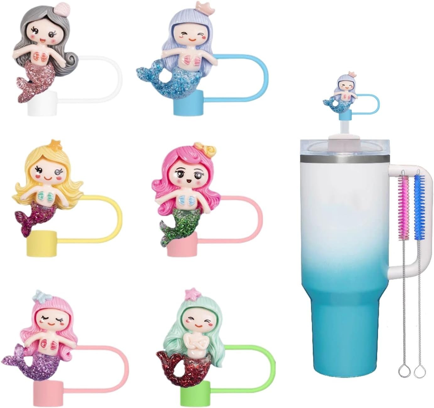 6 Pcs Stanley Cup 30 &40 oz  Silicone Straw Topper , Tumbler Cup Accessories