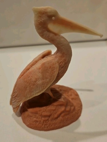 Pelican Carved From Carribean Coral.  3 1/2 X 5 Inches