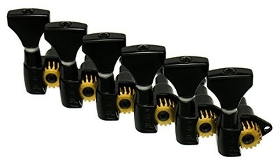 Hipshot BLACK 6InLine NonStaggered OpenGear Guitar Machines Tuners w/UMP Kit