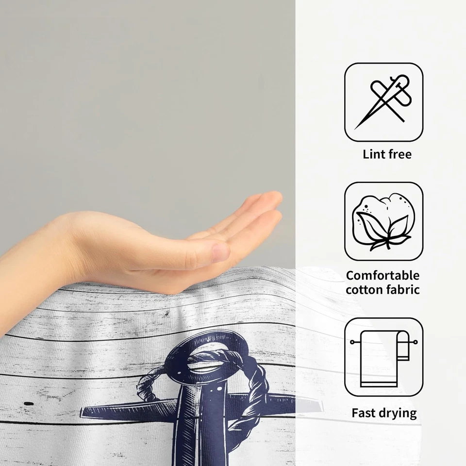 Nautical Sea Anchor Hand Towel Navy Blue Ship Boat Face Towel Set of 2, for Bath - Image 4 of 4