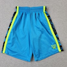 Nike Basketball Shorts Boys Youth Small 8-10 Blue Neon Green Logo Performance