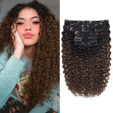 Hair Extensions 18inch Curly Clip In Human Hair Ombre Jerry Curly Human Hair ...