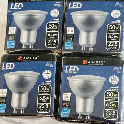 Set of 4 GU10 LED Light Bulb 50W MR16 500 Lumens Warm White Par16 Dimmable