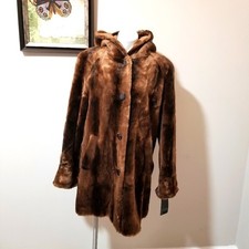 Sz S (fits M) Nwt Gallery Brown Faux Fur Coat With Hood