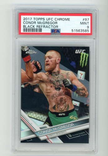 2017 1ST TOPPS UFC CHROME CONOR MCGREGOR BLACK REFRACTOR 8/10 #97 PSA 9