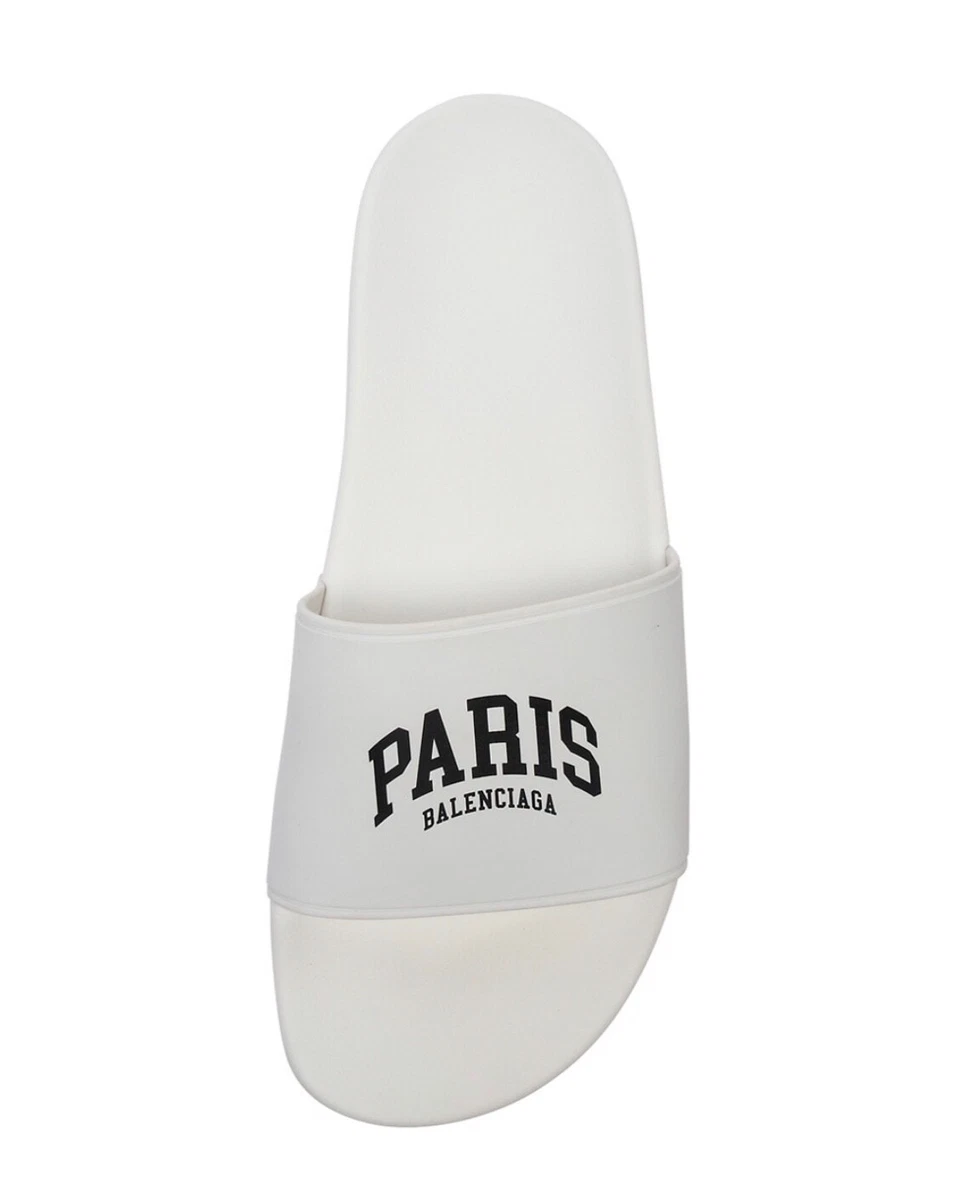Balenciaga logo-strap pool slides - Black