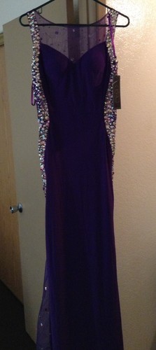 NEW Authentic Eva USA Prom Homecoming or Formal Dress Size L Purple Jeweled Long - Picture 2 of 7