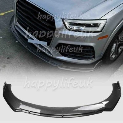 HAPPYLIFEUK For Audi Q3 Q4 Q5 Q6 Q7 Front Bumper Lip Splitter Chin Spoiler Carbon Fiber Look