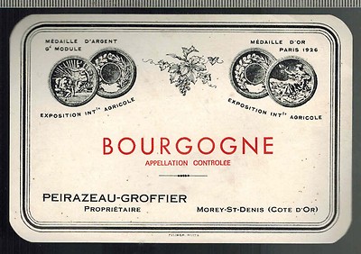 Chrom Weinetikett Burgund-Peirazeau-Groffier-Morey St.Denis-Ref.n°325