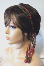 crochet womans handmade gypsy headband hair scarf boho autumn mix USA made