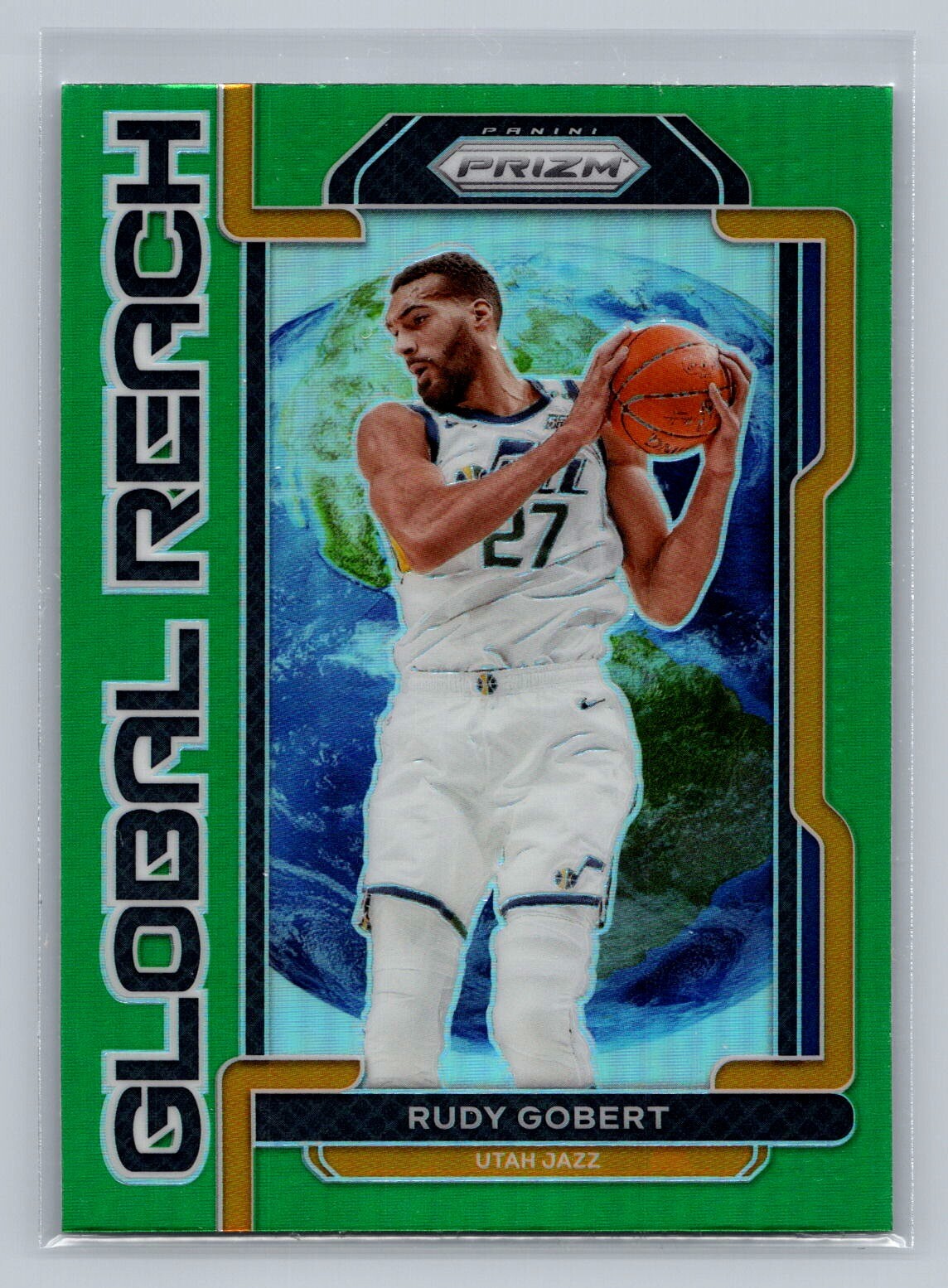 2021 Panini Prizm #9 Rudy Gobert Global Reach Prizms Green Wave Utah Jazz