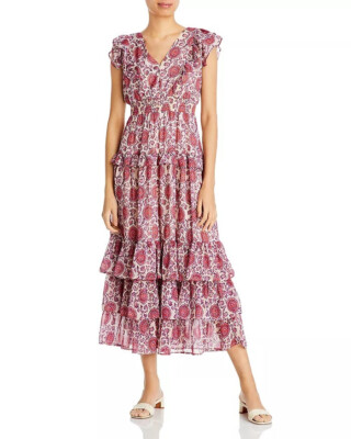 AQUA RUFFLED FLORAL MAXI DRESS, XS | eBay