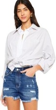 KanCan Blue Denim Cut-Off Frayed Hem High Rise Distressed Shorts Womans Size 27