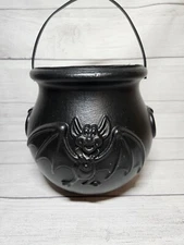 Vintage Halloween BAT Cauldron Blow Mold Candy Pail Bucket - 1990s - 8.75" Tall