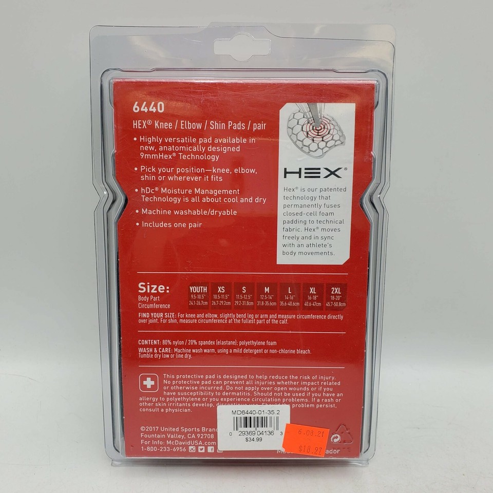 NOS New McDavid Hex 6440 Pair of Sports Knee/Elbow/Shin Protective