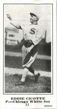 (50) EDDIE CICOTTE 1916 Sport News M101-5 Baseball Card #32 Reprints WHITE SOX