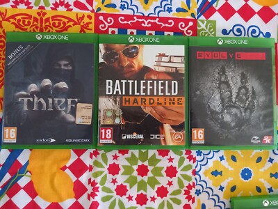 XBOX ONE LOT 3 GAMES THIEF+BATTLEFIELD HARDLINE+EVOLVE
