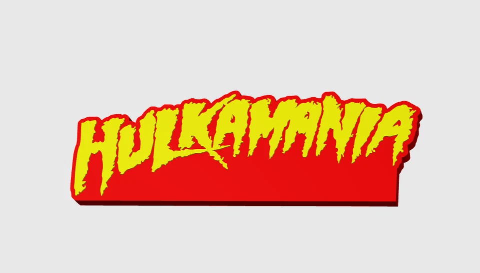 Hulkamania Wrestling WWE Freestanding Display Plaque, 3D Printed Logo