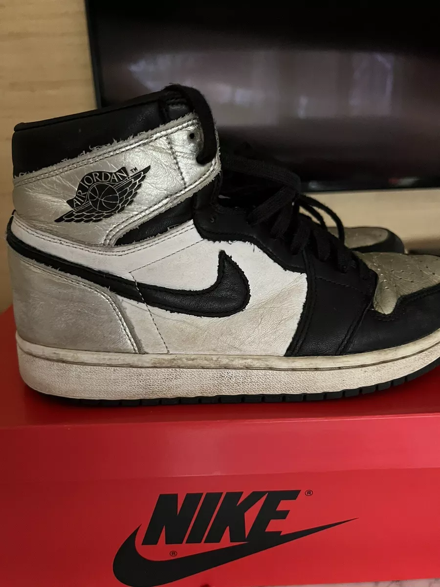 Nike Air Jordan 1 High OG Women Black+ Metallic Silver CD0461-001- Sz 8.5 Women