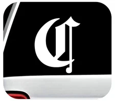 Old English Letter C | Personalized Initial Decal | Diploma Style Lettering Font