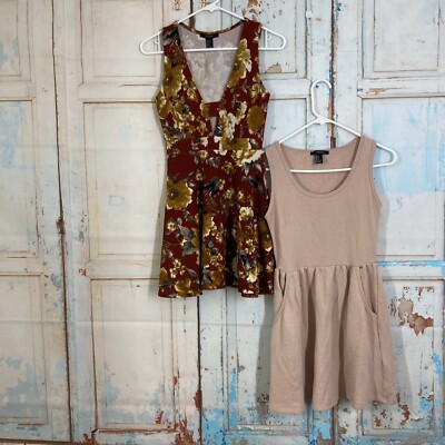 Forever 21 Juniors Skater Dress Size Small Set Of Floral and Peach  Pullover Y2