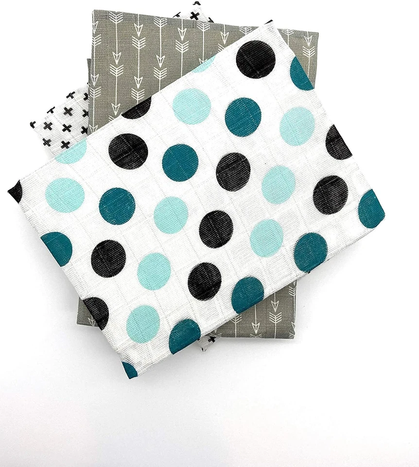 6er Pack - Große 100% Baumwolle Bedruckte Baby Musselin Quadrate - Musselin Tücher, Swaddle - Bild 4 von 4
