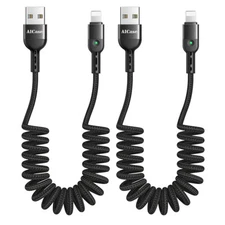 Retractable Coiled Charging Cable Fast Charger Cord for iPhone 14 13 12 11 XR 8