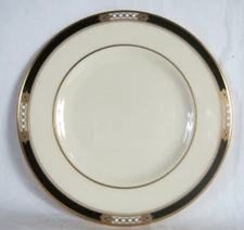 Lenox Hancock Gold Black Presidential Collect Bread Plate Raised Dots 6 3/8"