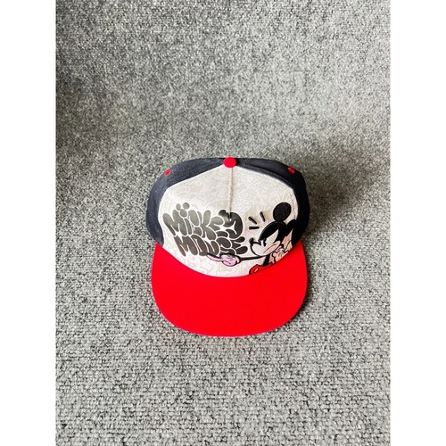 Disney Mickey Mouse Snap Back Hat Cap Adjustable Retro Graphic Print EUC