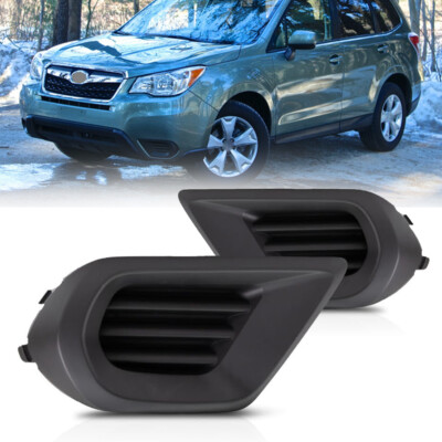 Black Bumper Fog Light Lamp Cover Bezel Pair For Subaru Forester 2014 2015 2016