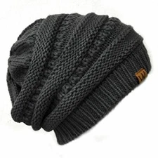 Wrapables Slouchy Winter Beanie Cap Hat, Charcoal Grey